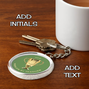 World's number one teacher custom text keychain