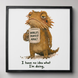 World's Okayest Adult Bearded Dragon Art Peel And Stick Photo Tile