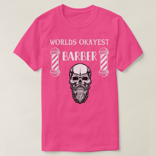 Worlds Okayest Barber Dapper Skull Typography Dark T-Shirt (Design Front)