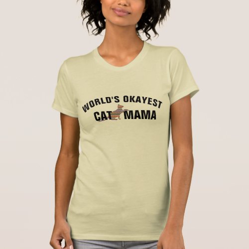 worlds okayest cat mama funny Slim Fit Racerback T_Shirt