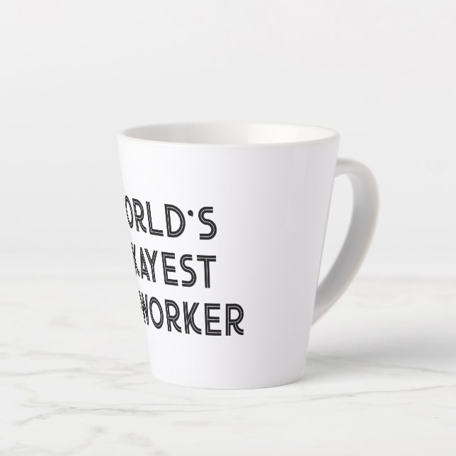 Worlds Okayest Co-worker funny quote latte mug (Right Angle)