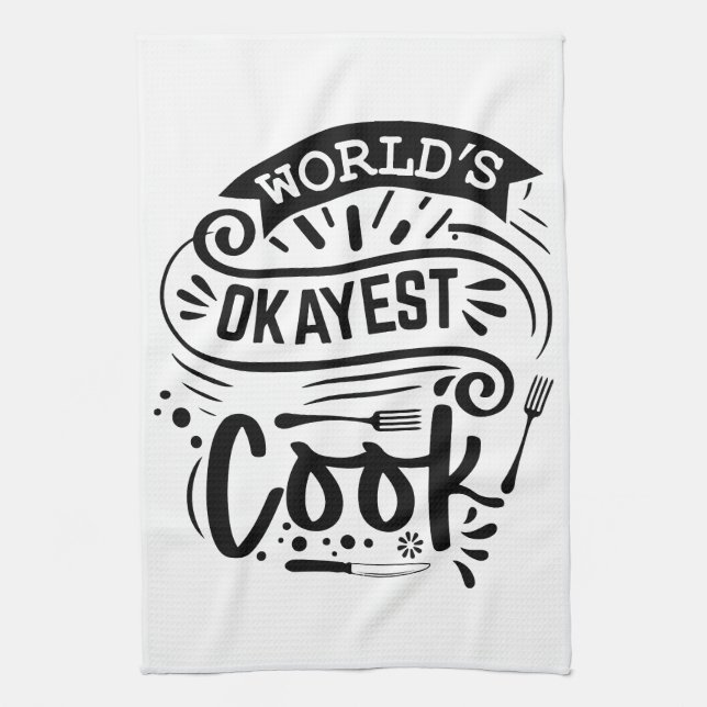 World's Okayest Cook Apron – Kitchen Utensils Towel (Vertical)