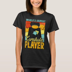 Worlds Okayest Cornhole Player Retro Cornhole Bean T-Shirt