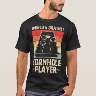 Worlds Okayest Cornhole Player Retro Cornhole Bean T-Shirt