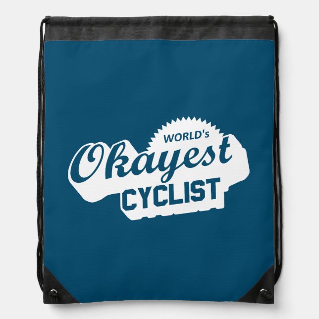 World's Okayest Cyclist Drawstring Bag (Front)
