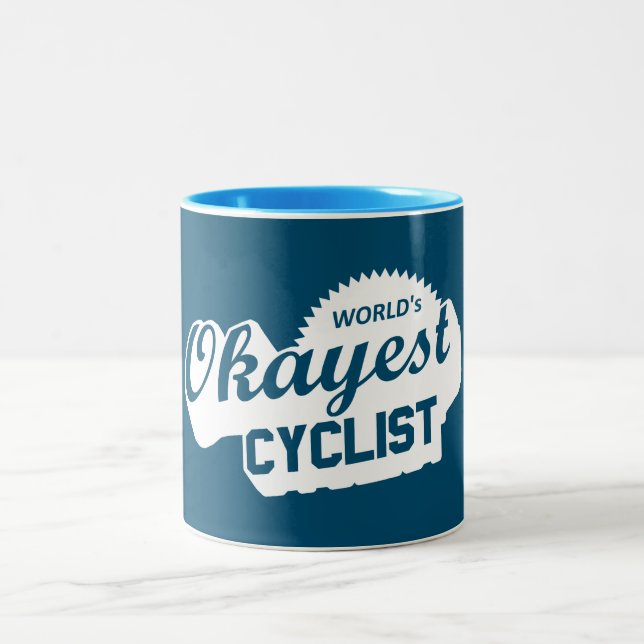 World's Okayest Cyclist Two-Tone Coffee Mug (Center)