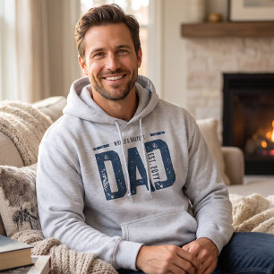 Worlds Okayest Dad Est Year Distressed Blue Grey Hoodie