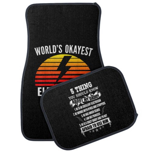 Worlds Okayest Electrician Funny Lineman Gift Car Floor Mat
