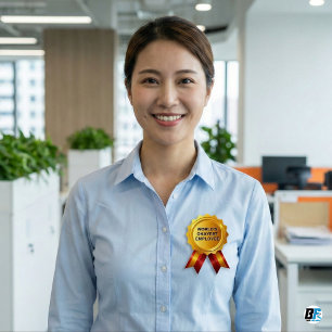 World's Okayest Employee   Funny Gold Medal Award Button