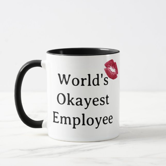 World's okayest employee Mug (Left)