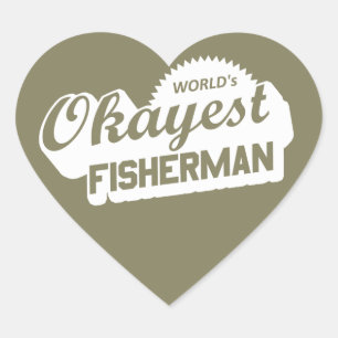 World's Okayest Fisherman Heart Sticker