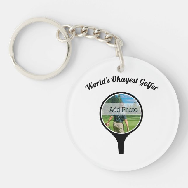 World's Okayest Golfer, Cute Golf players photo Keychain (Front)