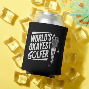 World's Okayest Golfer Funny Golf Lover Golfing Can Cooler
