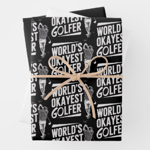 World's Okayest Golfer Funny Golf Lover Golfing Wrapping Paper Sheets