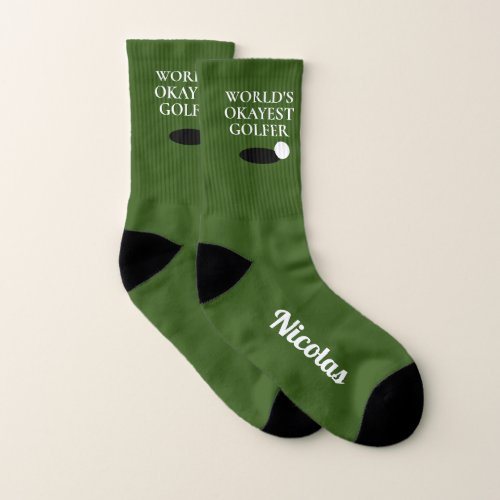 Worlds Okayest Golfer funny sport socks for men