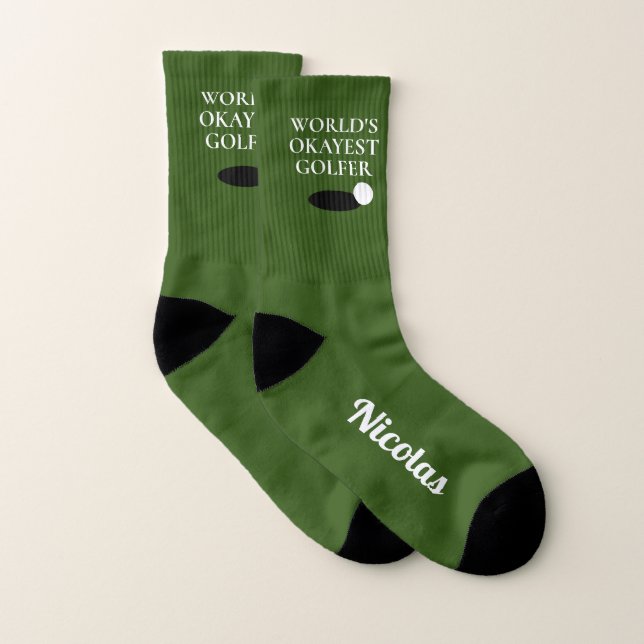 World's Okayest Golfer funny sport socks for men (Pair)