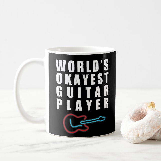 World's Okayest Guitar Player, Funny Coffee Mug (With Donut)