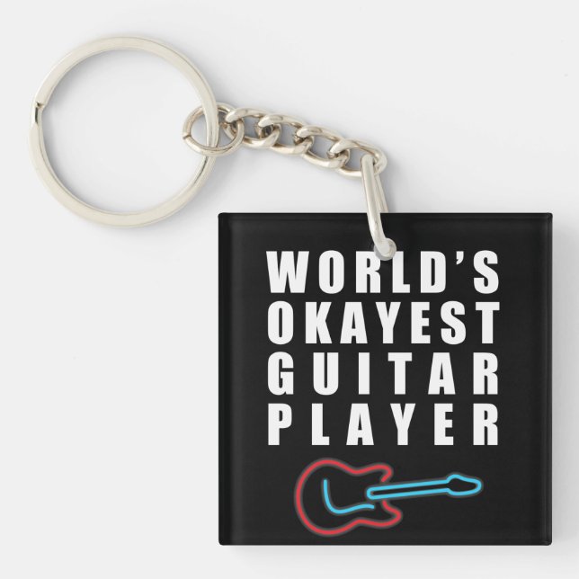 World's Okayest Guitar Player, Funny Keychain (Front)