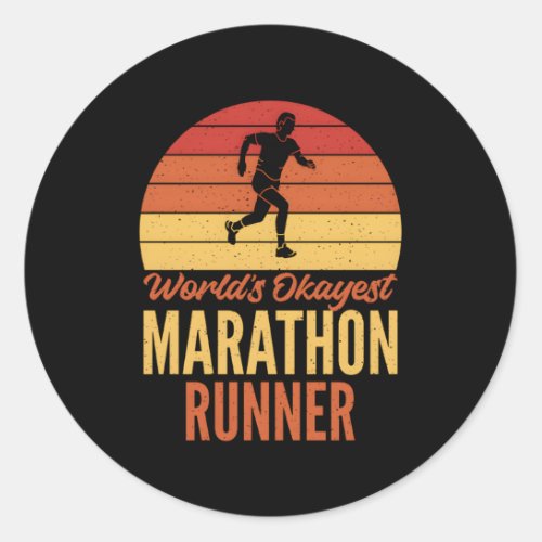 Worlds Okayest Marathon Runner Marathoner Classic Round Sticker