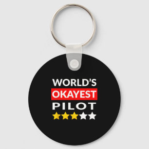 Worlds Okayest Pilot - Funny Flying Aviation Keychain