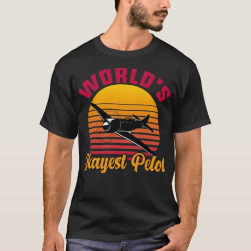 Worlds Okayest Pilot retro vintage worlds okayest  T_Shirt