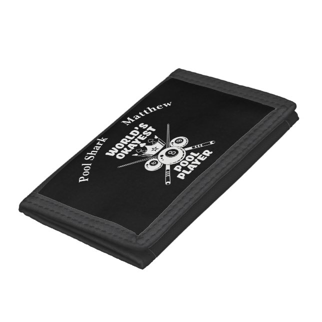 World's Okayest Pool Player Billiards Saying Trifold Wallet (Bottom)