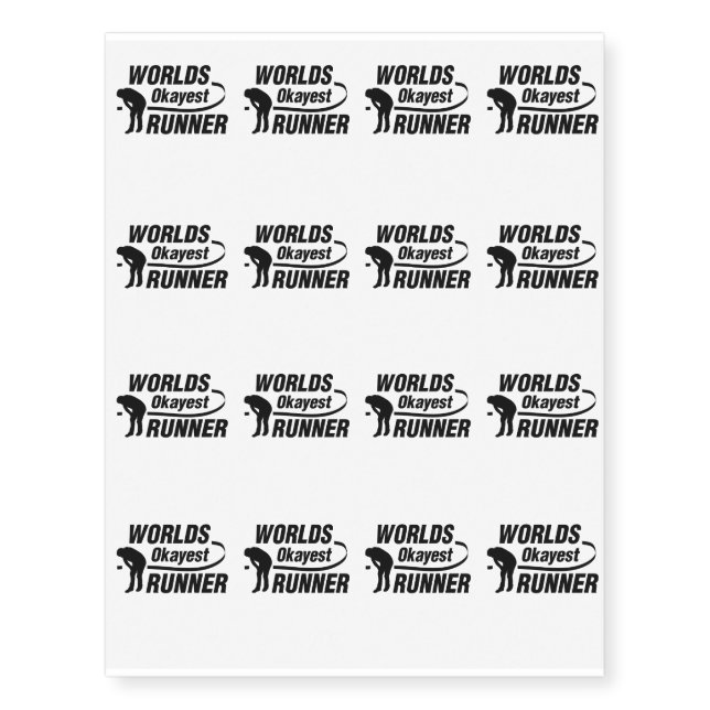Worlds Okayest Runner Lazy Fuuny Running Temporary Tattoos (Front)