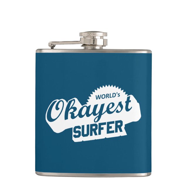 Worlds Okayest Surfer Flask (Front)