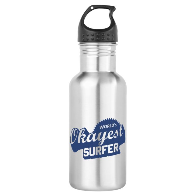 Worlds Okayest Surfer Stainless Steel Water Bottle (Front)