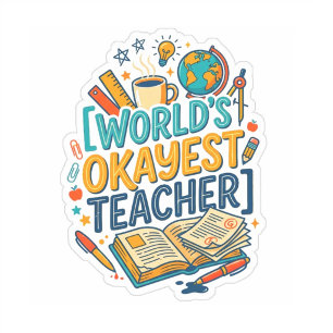World's Okayest Teacher Funny Gift Sticker
