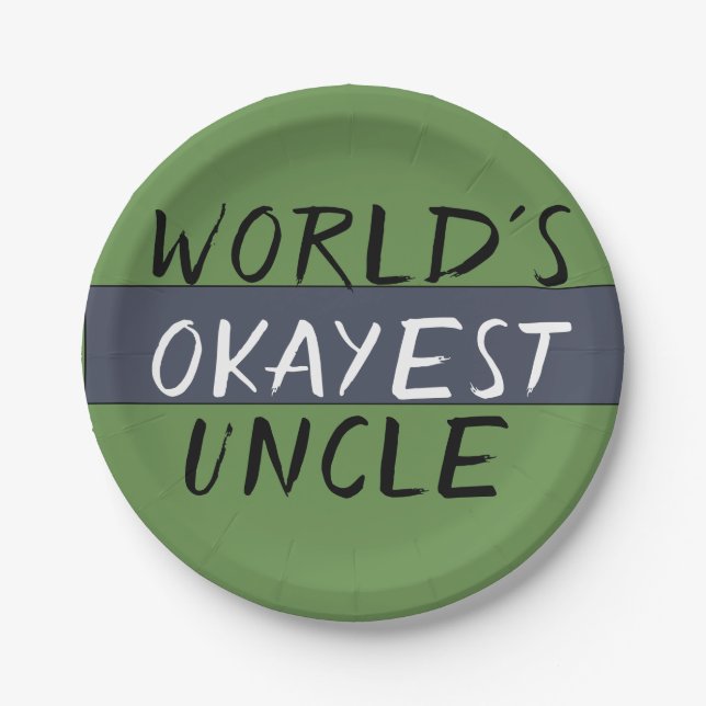 World's Okayest Uncle Funny Paper Plates (Front)