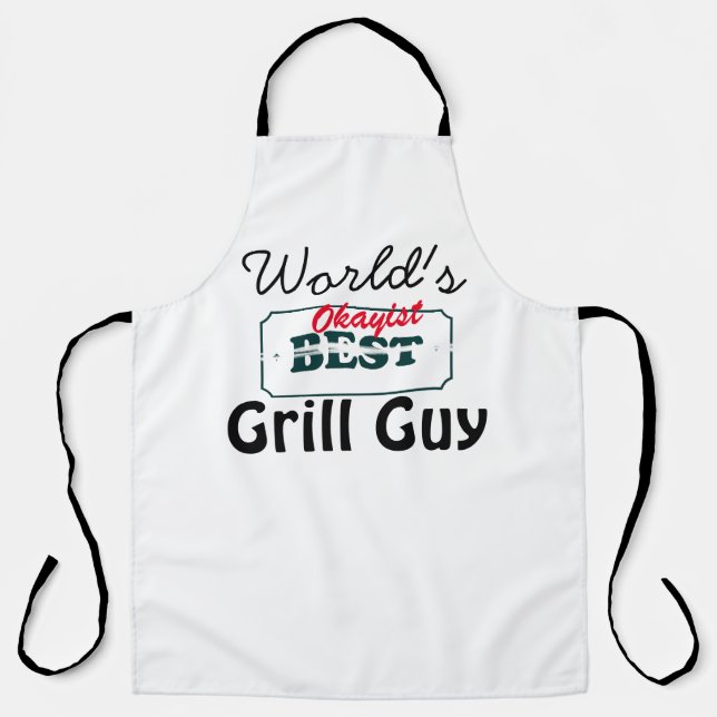 World's 'Okayist' Grill Guy Funny Men's Long Apron (Front)