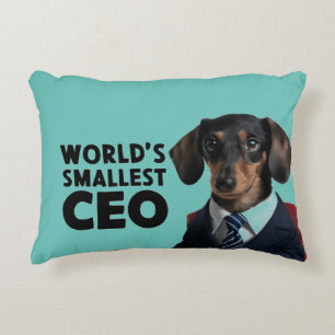 World's smallest CEO, cute funny dachshund in suit Accent Pillow
