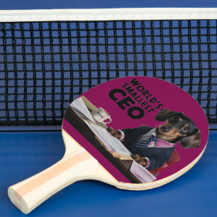 World's smallest CEO, cute funny dachshund in suit Ping Pong Paddle