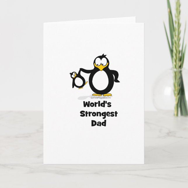 worlds strongest dad penguin card (Front)