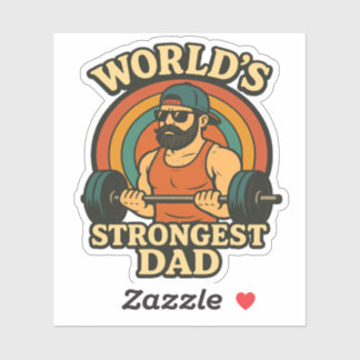 World's Strongest Dad Workout Training Gym Sticker