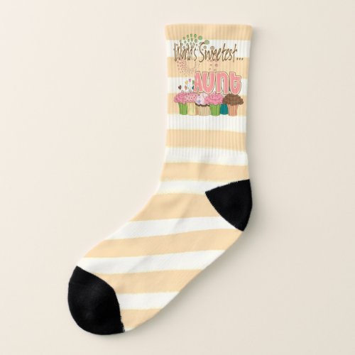 Worlds Sweetest Aunt Cupcake Pattern Gift Socks