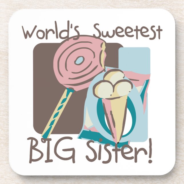 World's Sweetest Big Sister Beverage Coaster (Front)