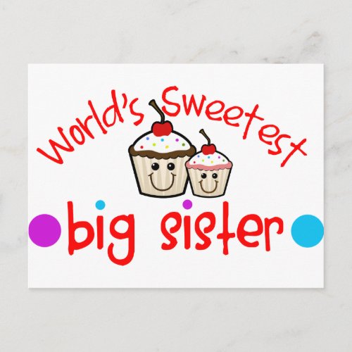 Worlds Sweetest Big Sister Postcard