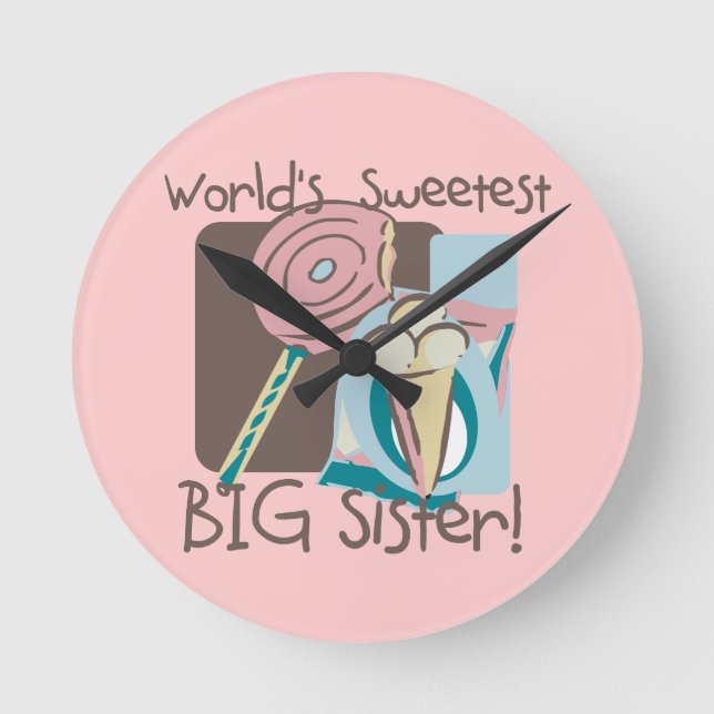 World's Sweetest Big Sister Round Clock (Front)