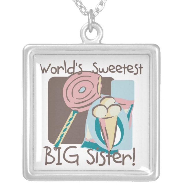 World's Sweetest Big Sister Silver Plated Necklace (Front)