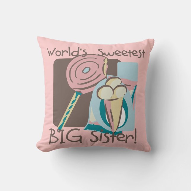 World's Sweetest Big Sister Throw Pillow (Front)