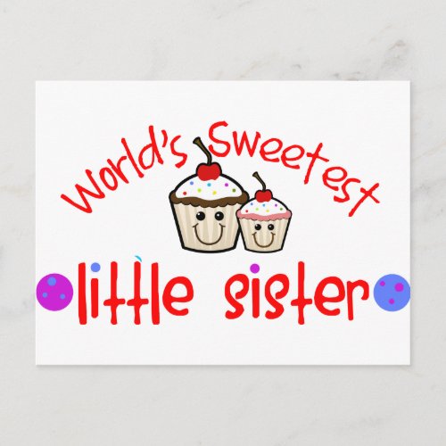 Worlds Sweetest Little Sister Cupcakes Postcard