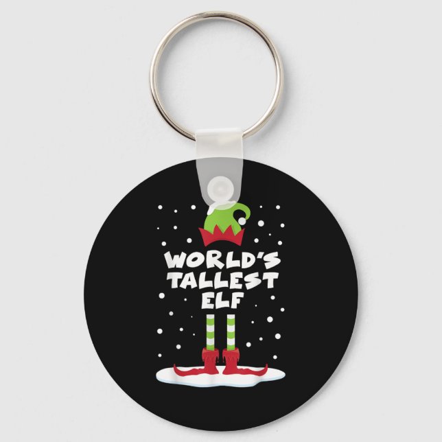 World's Tallest Elf Matching Group Family Holiday  Keychain (Front)