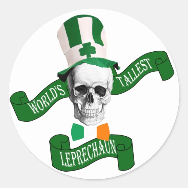 World's tallest leprechaun classic round sticker (Front)