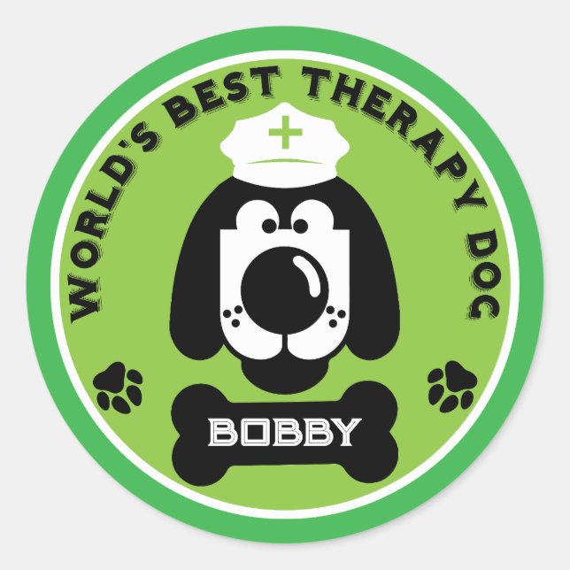 World's Therapy Helper Dog Classic Round Sticker (Front)