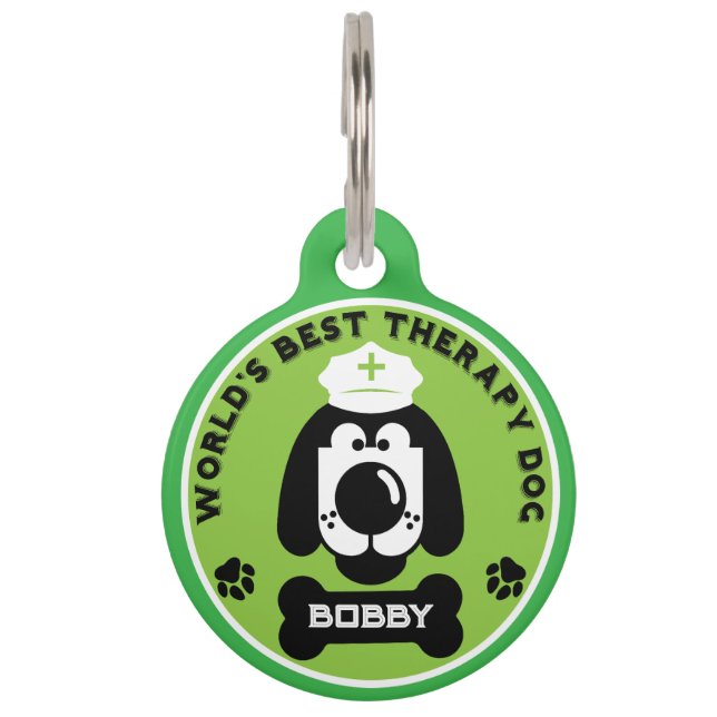 World's Therapy Helper Dog Pet ID Tag (Front)