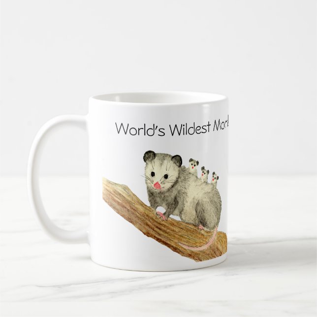 World's Wildest Mom! Opossum and babies Coffee Mug (Left)
