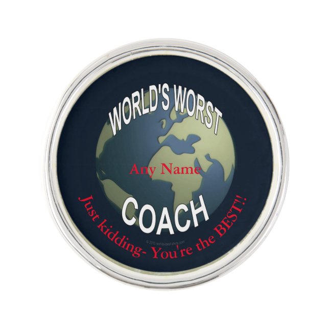 World's Worst Coach Lapel Pin (Front)