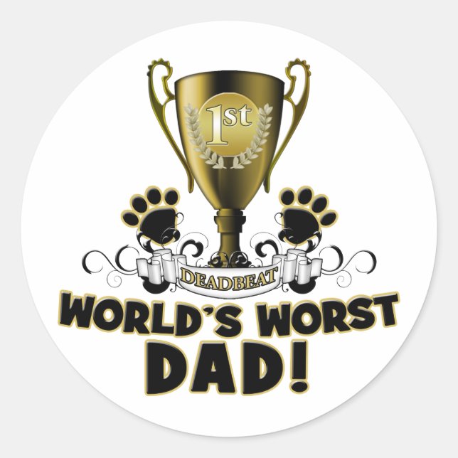 World's Worst Dad Classic Round Sticker (Front)